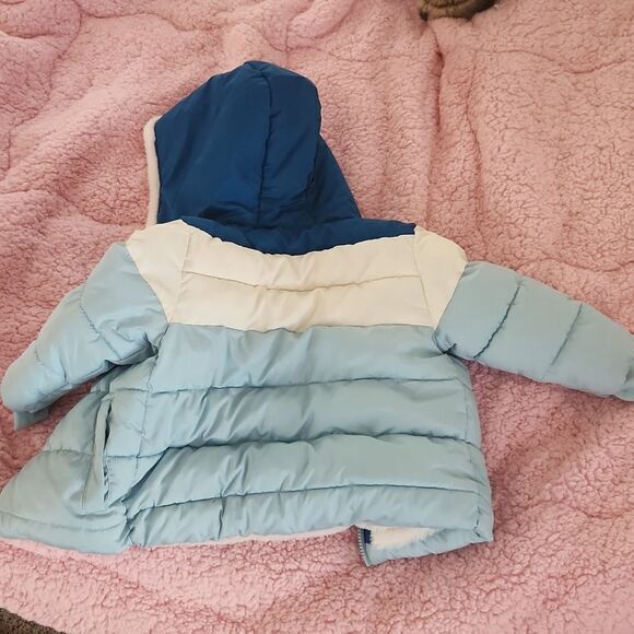 Swiss Tech Girls Warm Winter Jacket with White Soft Fuzzy Interior Blue White - Picture 4 of 5